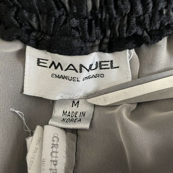 Vintage 90s Emanuel Ungaro Palazzo Pants Size M Sheer Black Velvet Burnout - Picture 5 of 5